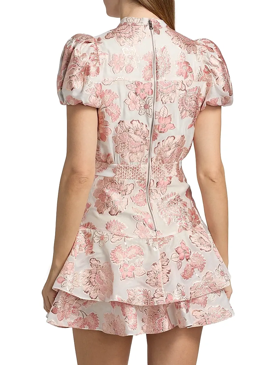 Alice + Olivia Women's Loryn Metallic Brocade Tiered Minidress | Thumbnail 5