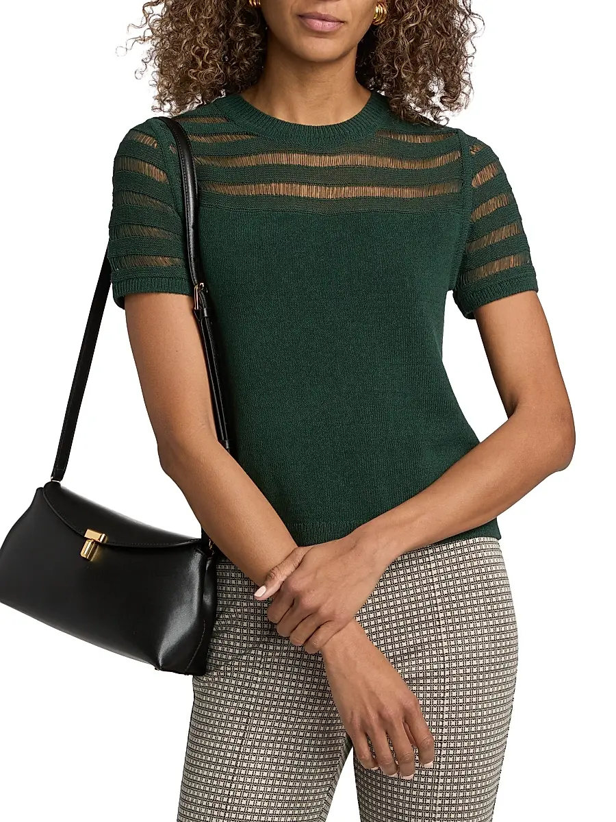 rag & bone Women's Britt Pointelle Short-Sleeve Knit Top | Thumbnail 3 rag & bone Women's Britt Pointelle Short-Sleeve Knit Top | Thumbnail 3