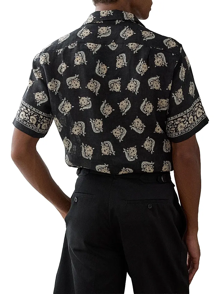 Ralph Lauren Purple Label Men's Paisley-Print Linen Camp Shirt - Balchier Border Paisley | Thumbnail 6 Ralph Lauren Purple Label Men's Paisley-Print Linen Camp Shirt - Balchier Border Paisley | Thumbnail 6