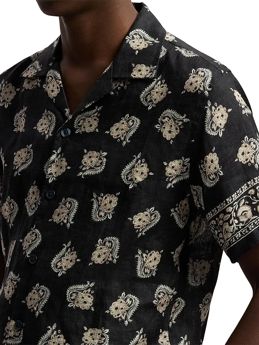 Ralph Lauren Purple Label Men's Paisley-Print Linen Camp Shirt - Balchier Border Paisley | Thumbnail 7 Ralph Lauren Purple Label Men's Paisley-Print Linen Camp Shirt - Balchier Border Paisley | Thumbnail 7