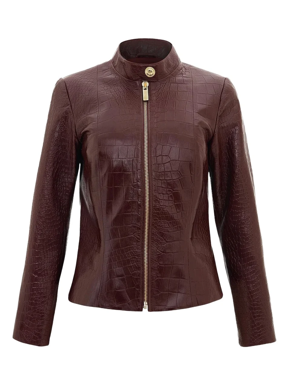 Women's Select Nappa Leather Croco Embossed Zip Jacket Women's Select Nappa Leather Croco Embossed Zip Jacket