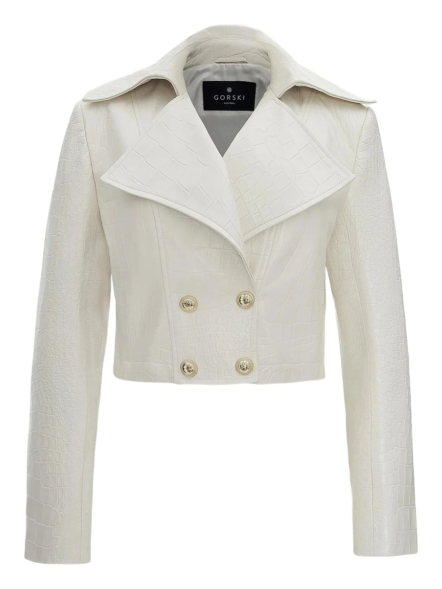 Gorski Women's Select Nappa Leather Croco Embossed Bolero