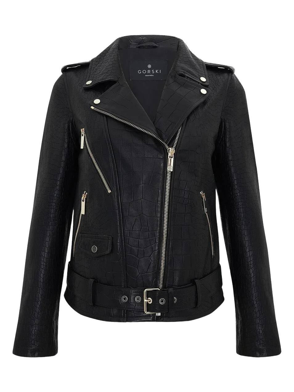 Gorski Women's Select Nappa Leather Croco Embossed Jacket