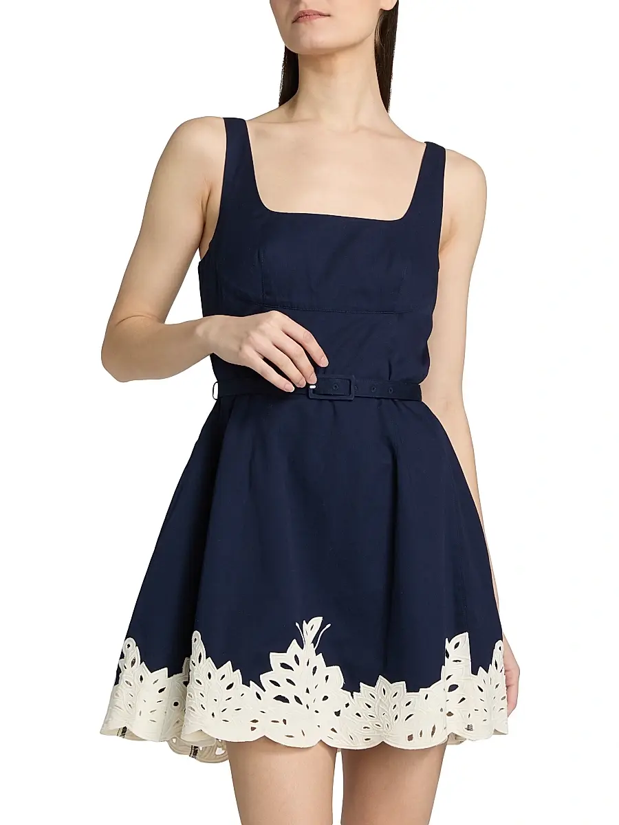 TANYA TAYLOR Women's Paige Cutwork Lace Cotton Minidress | Thumbnail 3 TANYA TAYLOR Women's Paige Cutwork Lace Cotton Minidress | Thumbnail 3