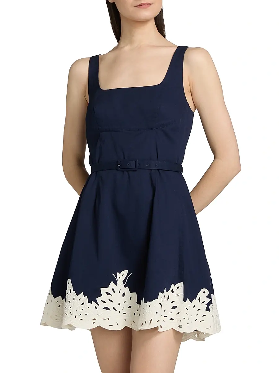 TANYA TAYLOR Women's Paige Cutwork Lace Cotton Minidress | Thumbnail 4 TANYA TAYLOR Women's Paige Cutwork Lace Cotton Minidress | Thumbnail 4