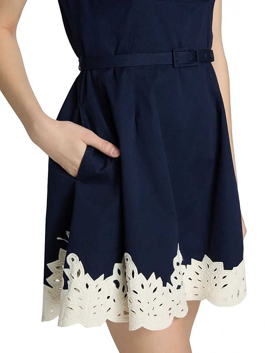 TANYA TAYLOR Women's Paige Cutwork Lace Cotton Minidress | Thumbnail 6 TANYA TAYLOR Women's Paige Cutwork Lace Cotton Minidress | Thumbnail 6