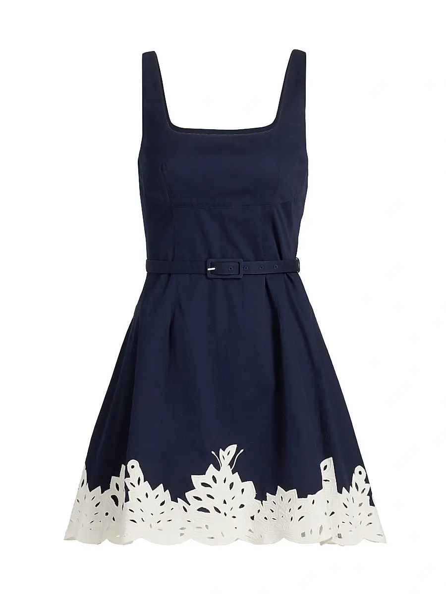 Tanya Taylor Women's Paige Cutwork Lace Cotton Minidress - Maritime Blue | Image 1 Tanya Taylor Women's Paige Cutwork Lace Cotton Minidress - Maritime Blue | Image 1