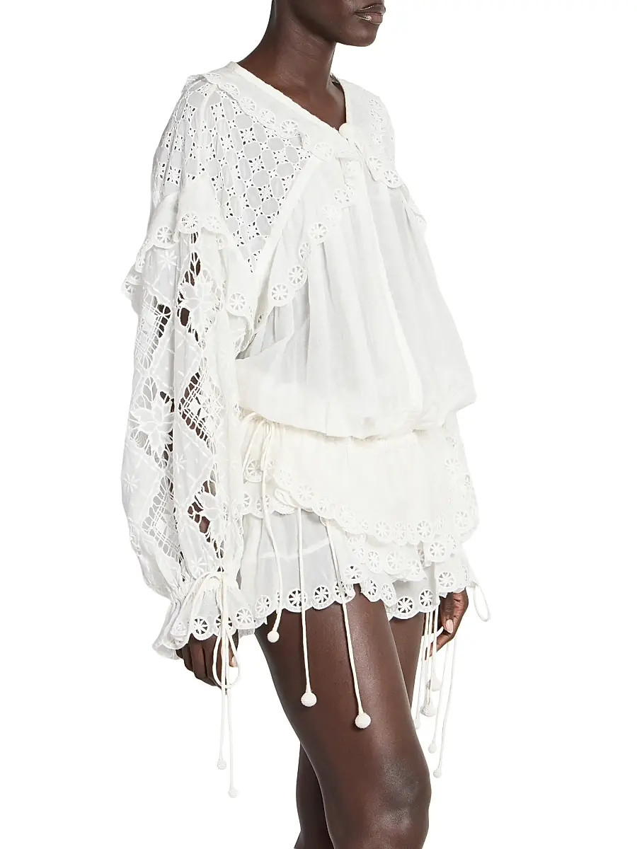 Isabel Marant Women's Nowana Eyelet Cotton-Silk Blouse - White | Thumbnail 3 Isabel Marant Women's Nowana Eyelet Cotton-Silk Blouse - White | Thumbnail 3