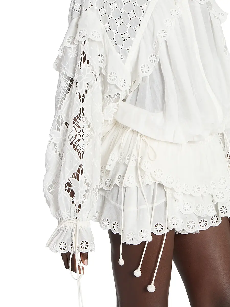 Isabel Marant Women's Nowana Eyelet Cotton-Silk Blouse - White | Thumbnail 5 Isabel Marant Women's Nowana Eyelet Cotton-Silk Blouse - White | Thumbnail 5