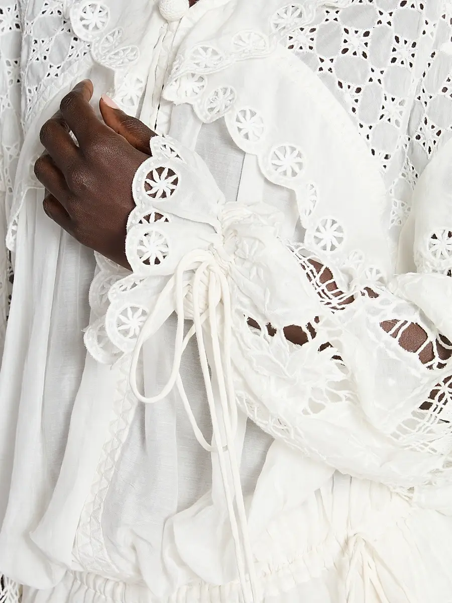 Isabel Marant Women's Nowana Eyelet Cotton-Silk Blouse - White | Thumbnail 6 Isabel Marant Women's Nowana Eyelet Cotton-Silk Blouse - White | Thumbnail 6