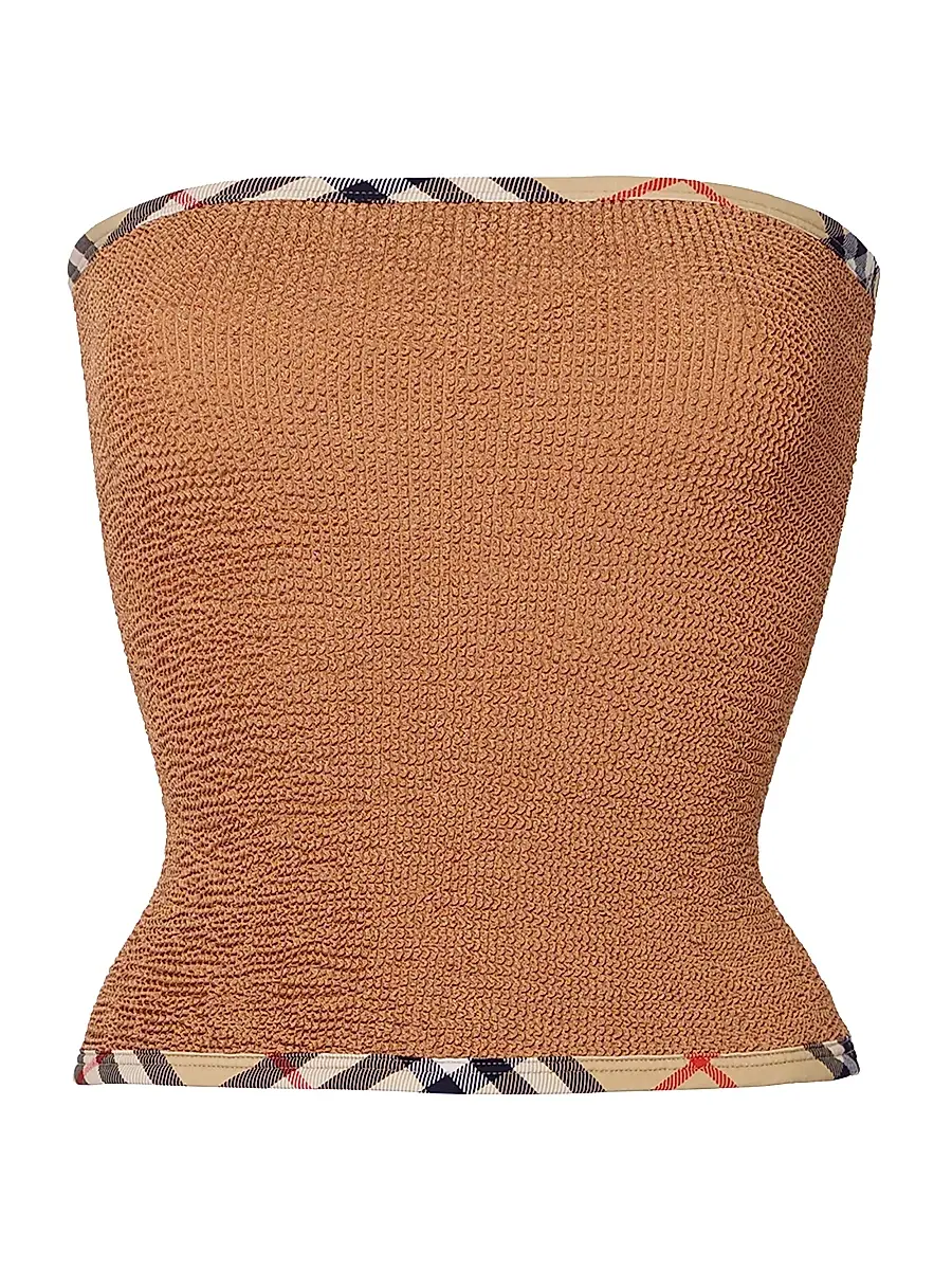 Burberry Women's x Hunza G Devyn Check Trim Swim Skirt/Tube Top