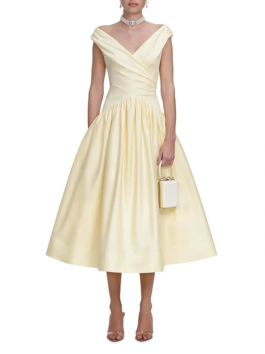 Self-Portrait Women's Draped Cotton Midi-Dress | Thumbnail 2