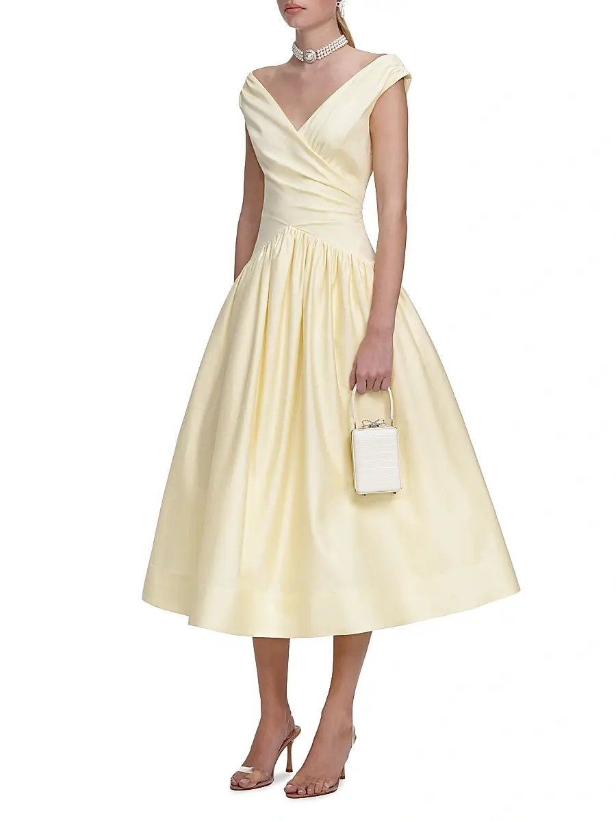 Self-Portrait Women's Draped Cotton Midi-Dress | Thumbnail 3