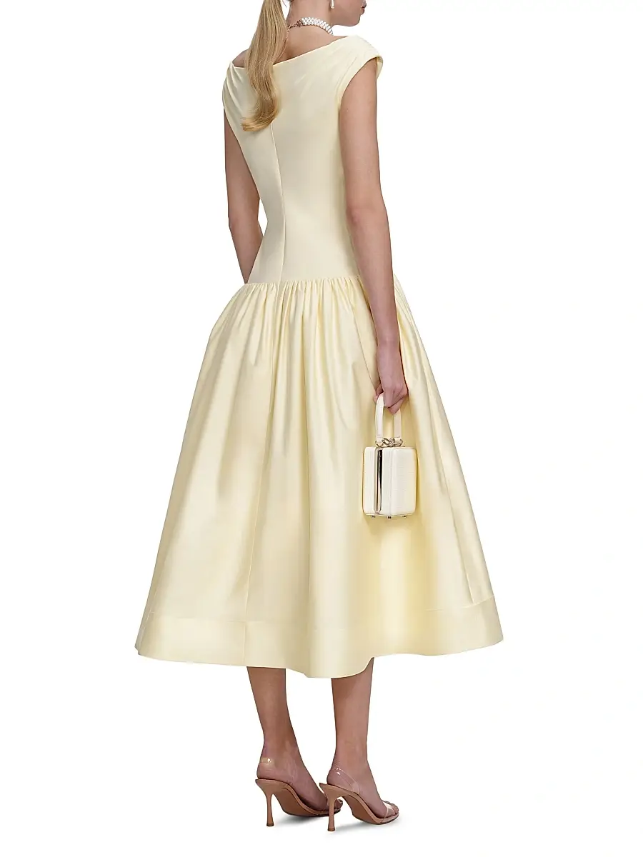 Self-Portrait Women's Draped Cotton Midi-Dress | Thumbnail 4