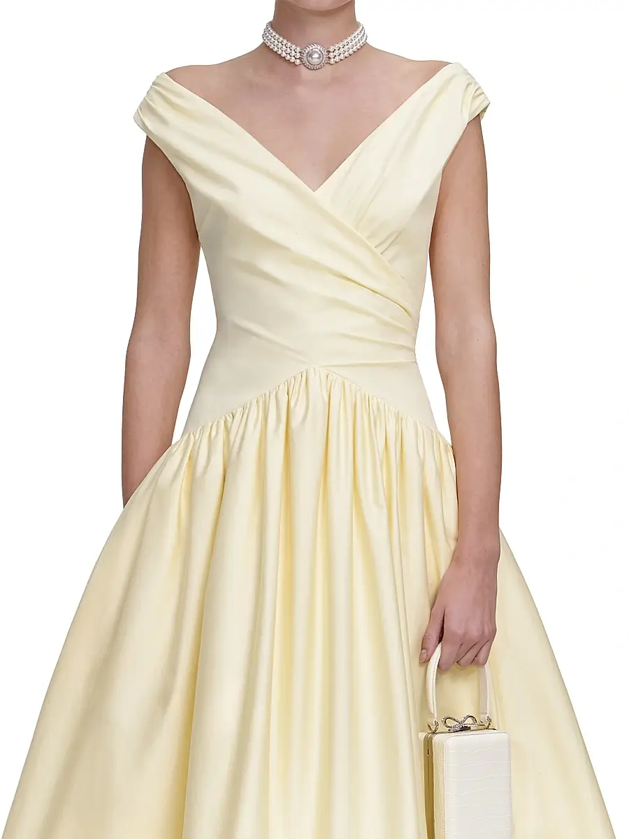 Self-Portrait Women's Draped Cotton Midi-Dress | Thumbnail 5