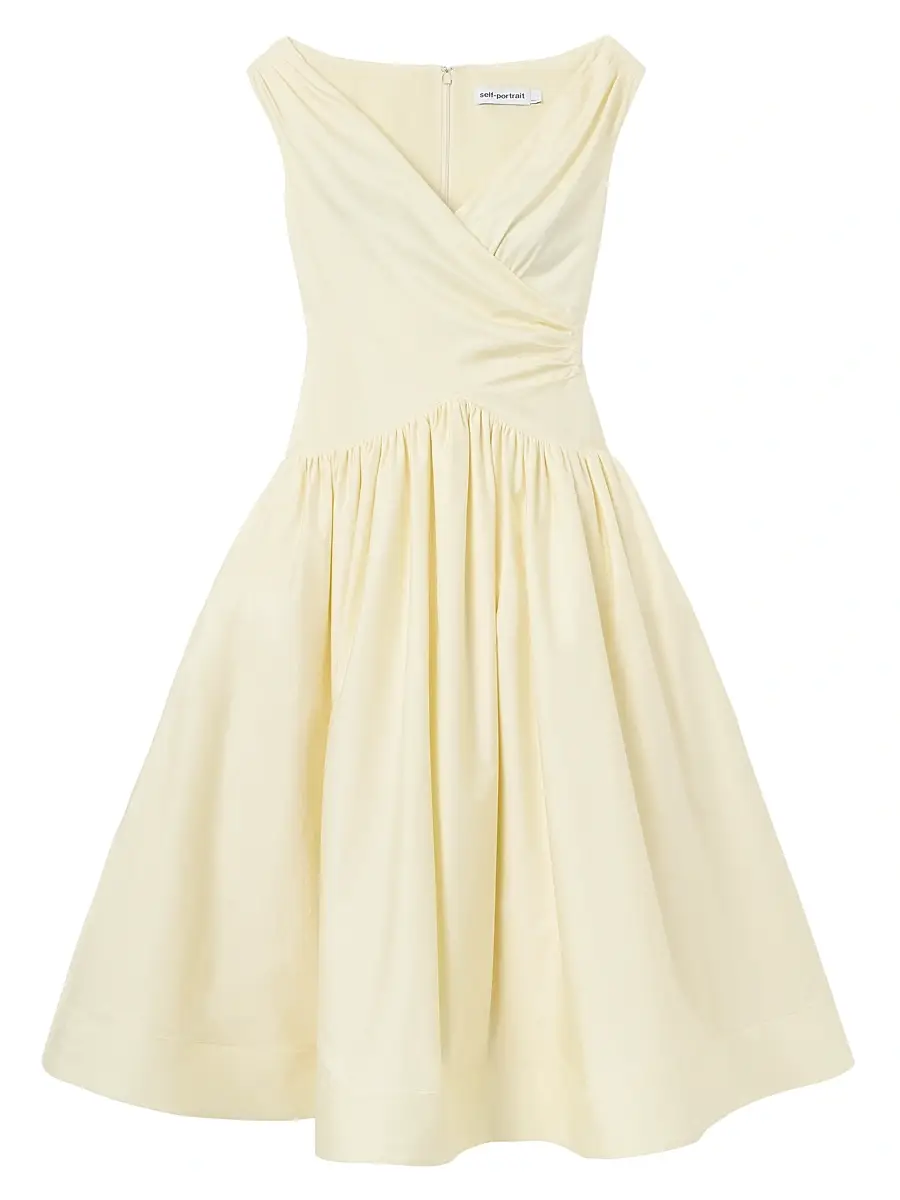 Self-Portrait Women's Draped Cotton Midi-Dress