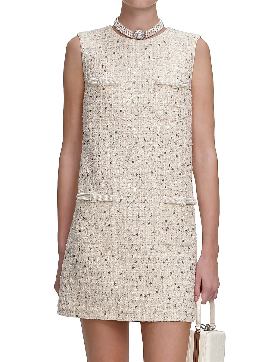 Self-Portrait Women's Embellished Bouclé Shift Minidress | Thumbnail 3 Self-Portrait Women's Embellished Bouclé Shift Minidress | Thumbnail 3