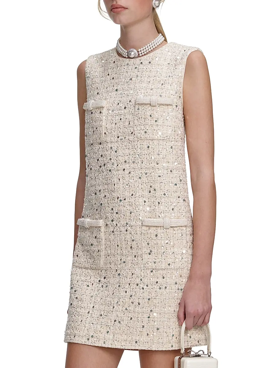 Self-Portrait Women's Embellished Bouclé Shift Minidress | Thumbnail 4 Self-Portrait Women's Embellished Bouclé Shift Minidress | Thumbnail 4