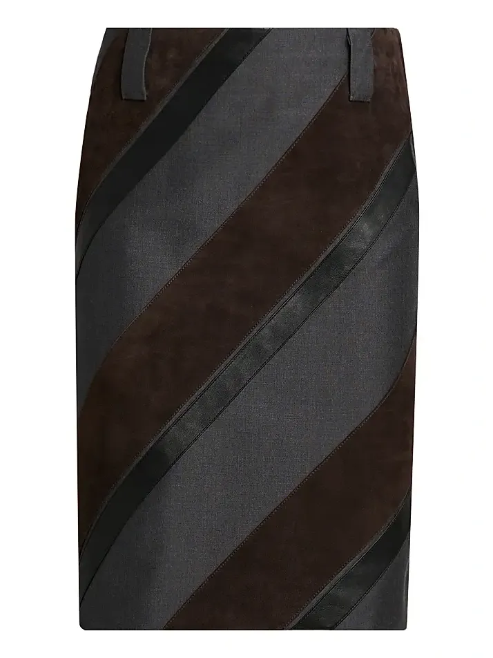 Women's Suede & Leather Stripe Pencil Skirt Women's Suede & Leather Stripe Pencil Skirt