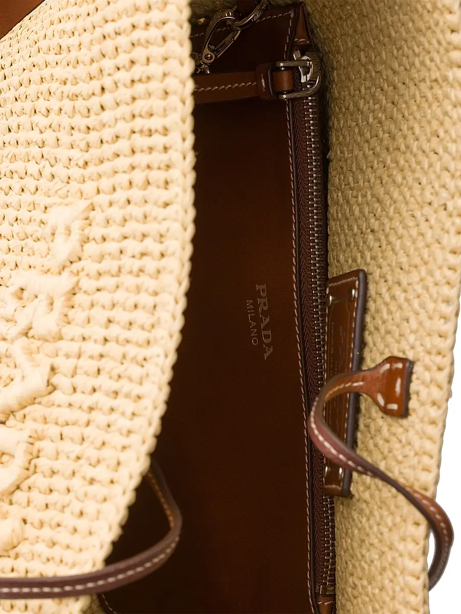 Prada Women's Small Crochet and Leather Bucket Bag | Thumbnail 6 Prada Women's Small Crochet and Leather Bucket Bag | Thumbnail 6