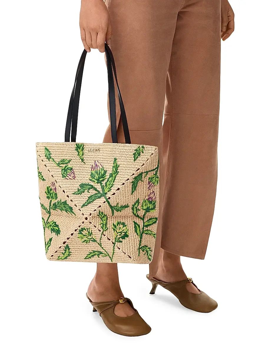 Loewe Women's x Paula's Ibiza Puzzle Fold Medium Botanical Raffia Tote Bag | Thumbnail 2 Loewe Women's x Paula's Ibiza Puzzle Fold Medium Botanical Raffia Tote Bag | Thumbnail 2