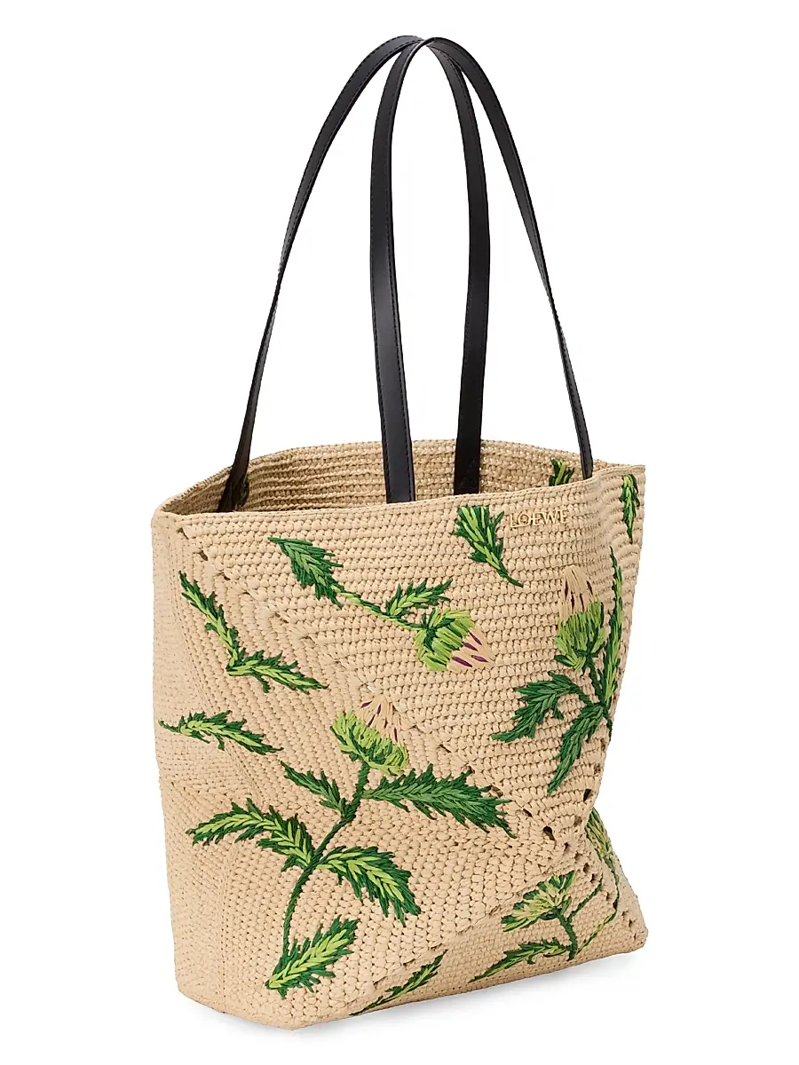 Loewe Women's x Paula's Ibiza Puzzle Fold Medium Botanical Raffia Tote Bag | Thumbnail 4 Loewe Women's x Paula's Ibiza Puzzle Fold Medium Botanical Raffia Tote Bag | Thumbnail 4