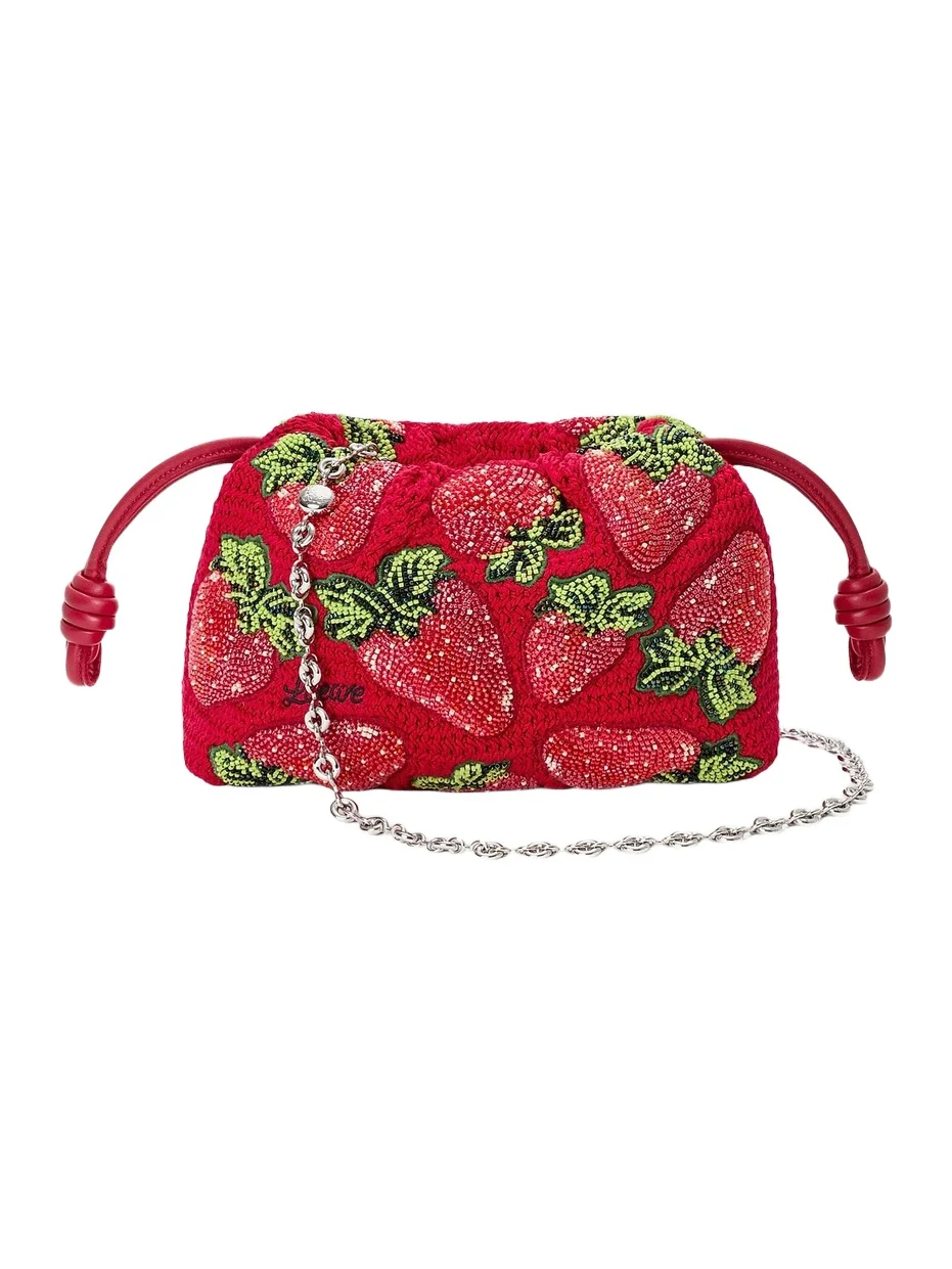Women's x Paula's Ibiza Flamenco Mini Strawberry-Beaded Purse