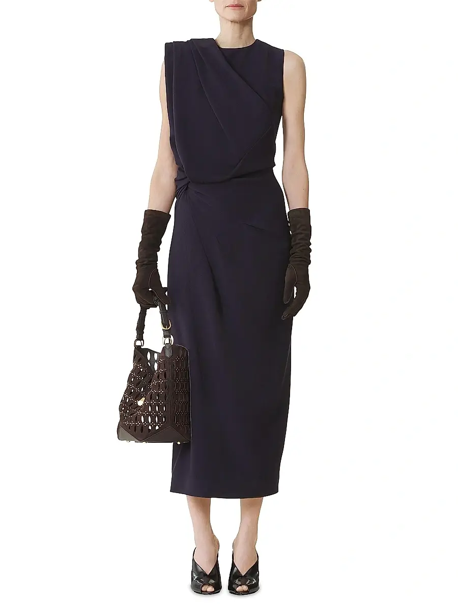 Lanvin Women's Midi Dress in Flannel - Montana | Thumbnail 2 Lanvin Women's Midi Dress in Flannel - Montana | Thumbnail 2