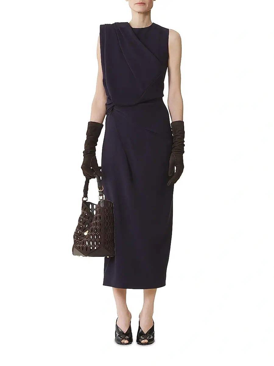 Lanvin Women's Midi Dress in Flannel - Montana | Thumbnail 6 Lanvin Women's Midi Dress in Flannel - Montana | Thumbnail 6