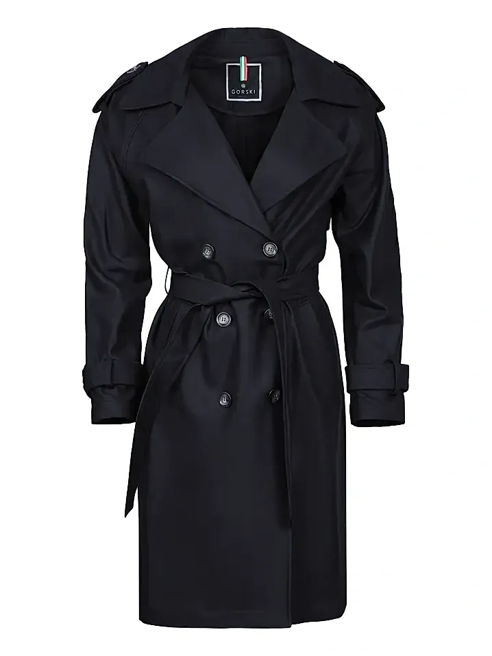 Women's Belted Trench Coat Crafted with Vitale Barberis Wool