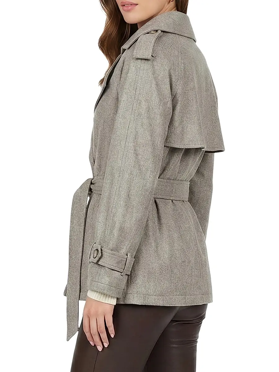 Gorski Women's Belted Trench Jacket Crafted with Vitale Barberis Wool | Thumbnail 4