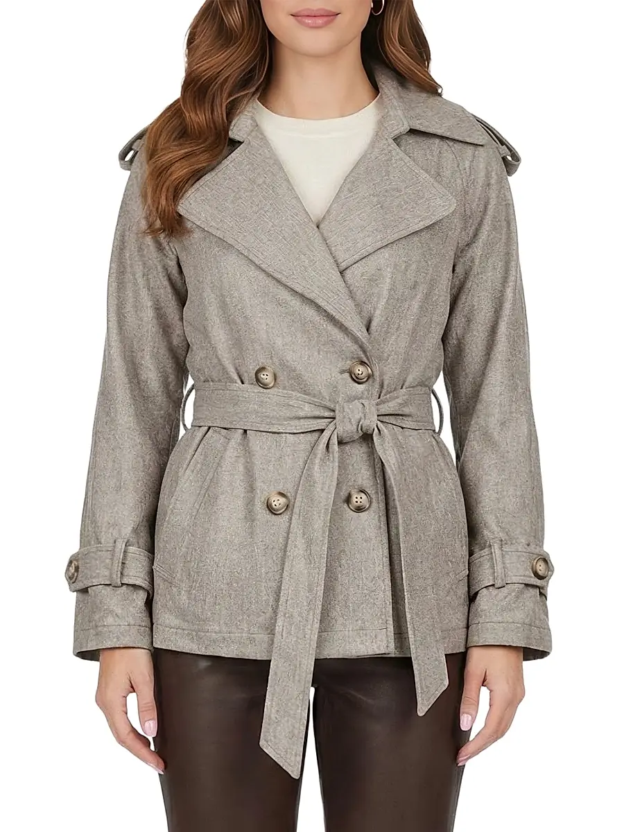 Gorski Women's Belted Trench Jacket Crafted with Vitale Barberis Wool | Thumbnail 5