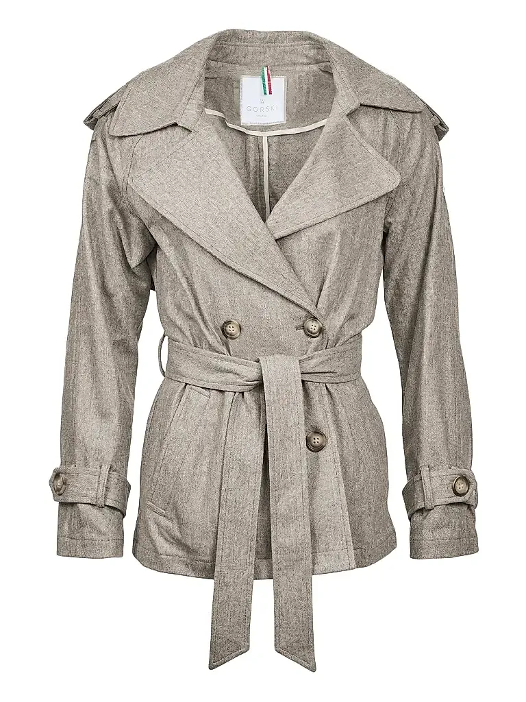 Women's Belted Trench Jacket Crafted with Vitale Barberis Wool Women's Belted Trench Jacket Crafted with Vitale Barberis Wool