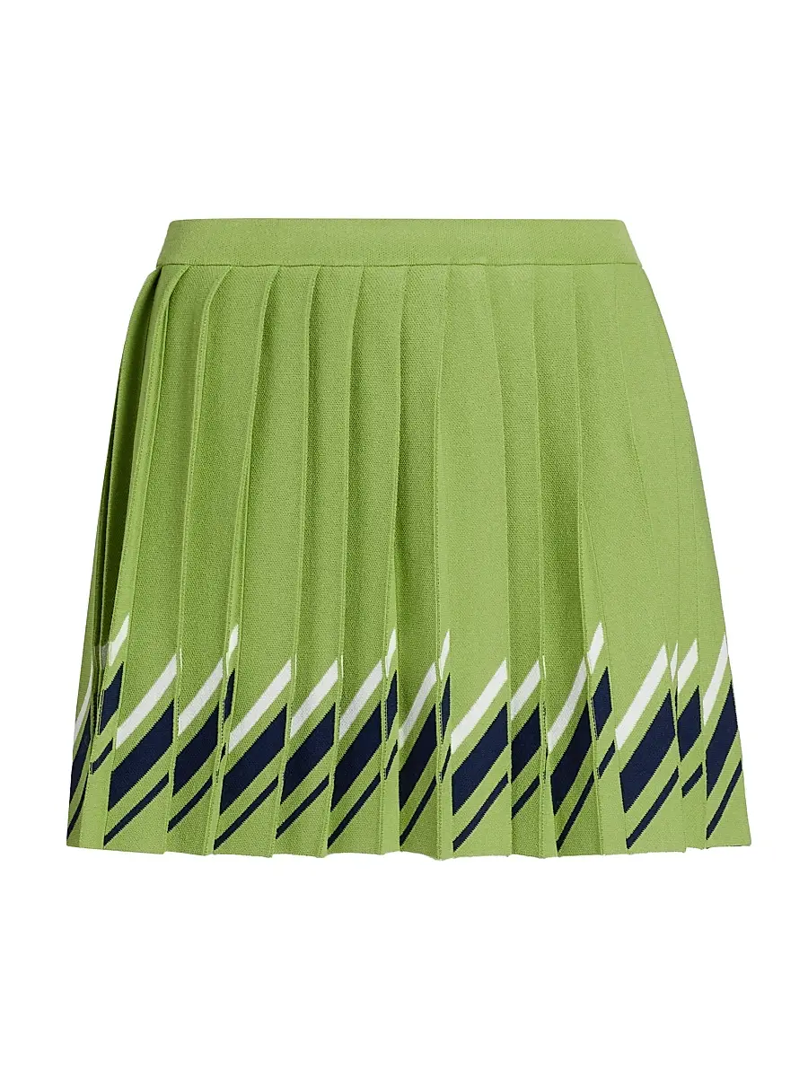 Tanya Taylor Women's Billie Pleared Tennis Miniskirt - Meadow Green | Image 1 Tanya Taylor Women's Billie Pleared Tennis Miniskirt - Meadow Green | Image 1