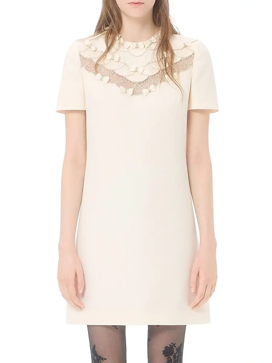 Valentino Women's Embroidered Crepe Couture Short Dress | Thumbnail 3 Valentino Women's Embroidered Crepe Couture Short Dress | Thumbnail 3