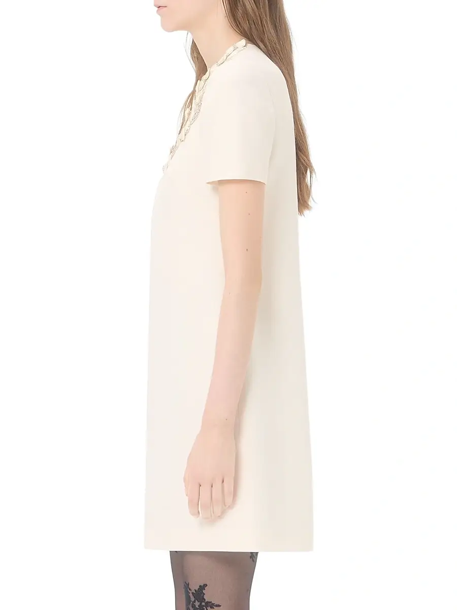 Valentino Women's Embroidered Crepe Couture Short Dress | Thumbnail 4 Valentino Women's Embroidered Crepe Couture Short Dress | Thumbnail 4