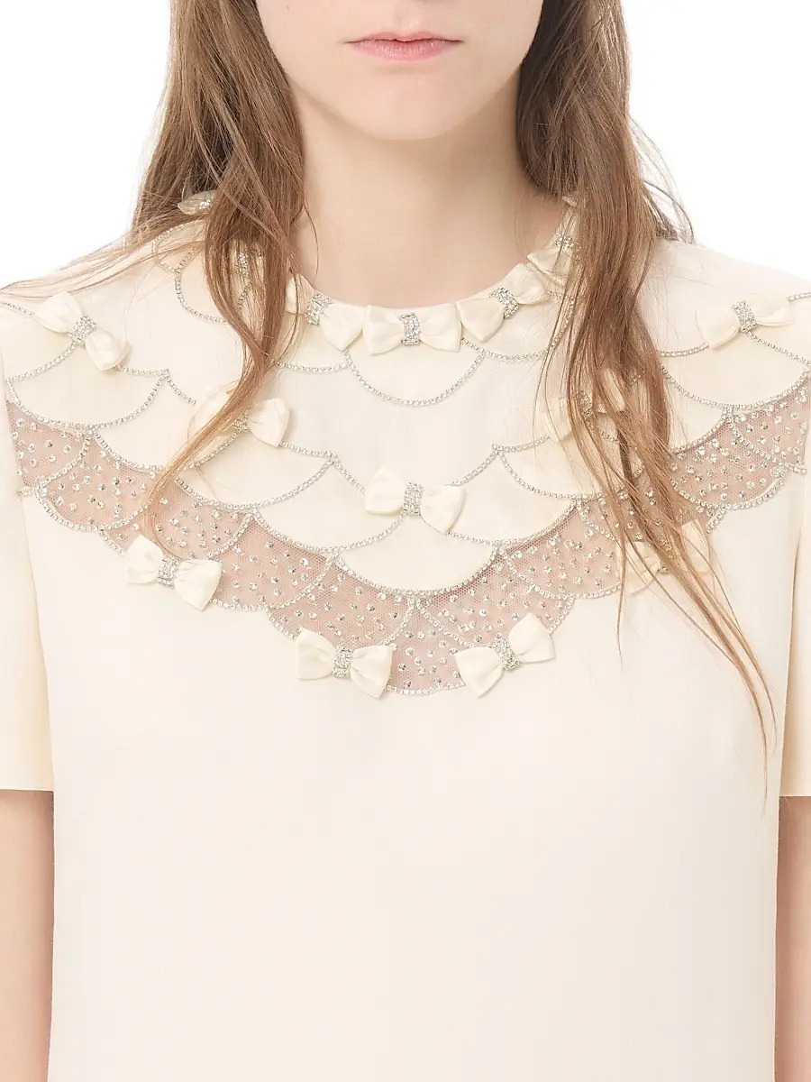 Valentino Women's Embroidered Crepe Couture Short Dress | Thumbnail 6 Valentino Women's Embroidered Crepe Couture Short Dress | Thumbnail 6