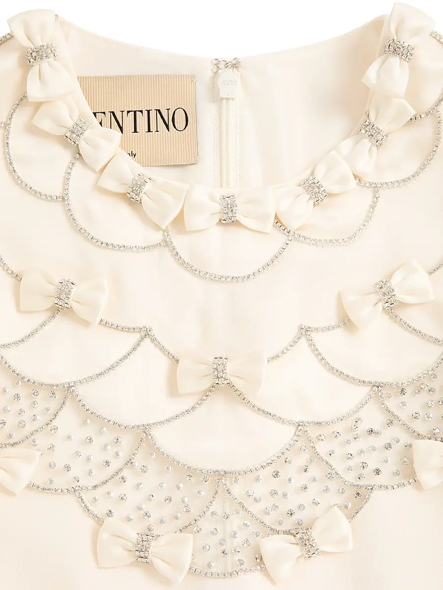Valentino Women's Embroidered Crepe Couture Short Dress | Thumbnail 7 Valentino Women's Embroidered Crepe Couture Short Dress | Thumbnail 7