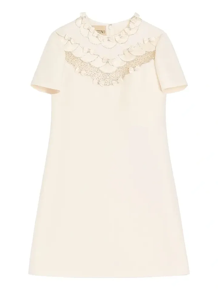 Women's Embroidered Crepe Couture Short Dress Women's Embroidered Crepe Couture Short Dress