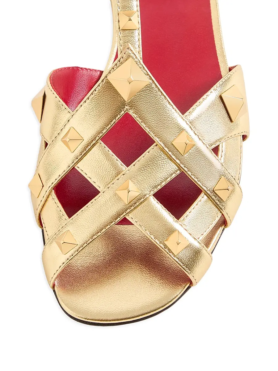 Valentino Women's Studdy Sandals in Laminated Nappa - Antique Brass | Thumbnail 5 Valentino Women's Studdy Sandals in Laminated Nappa - Antique Brass | Thumbnail 5