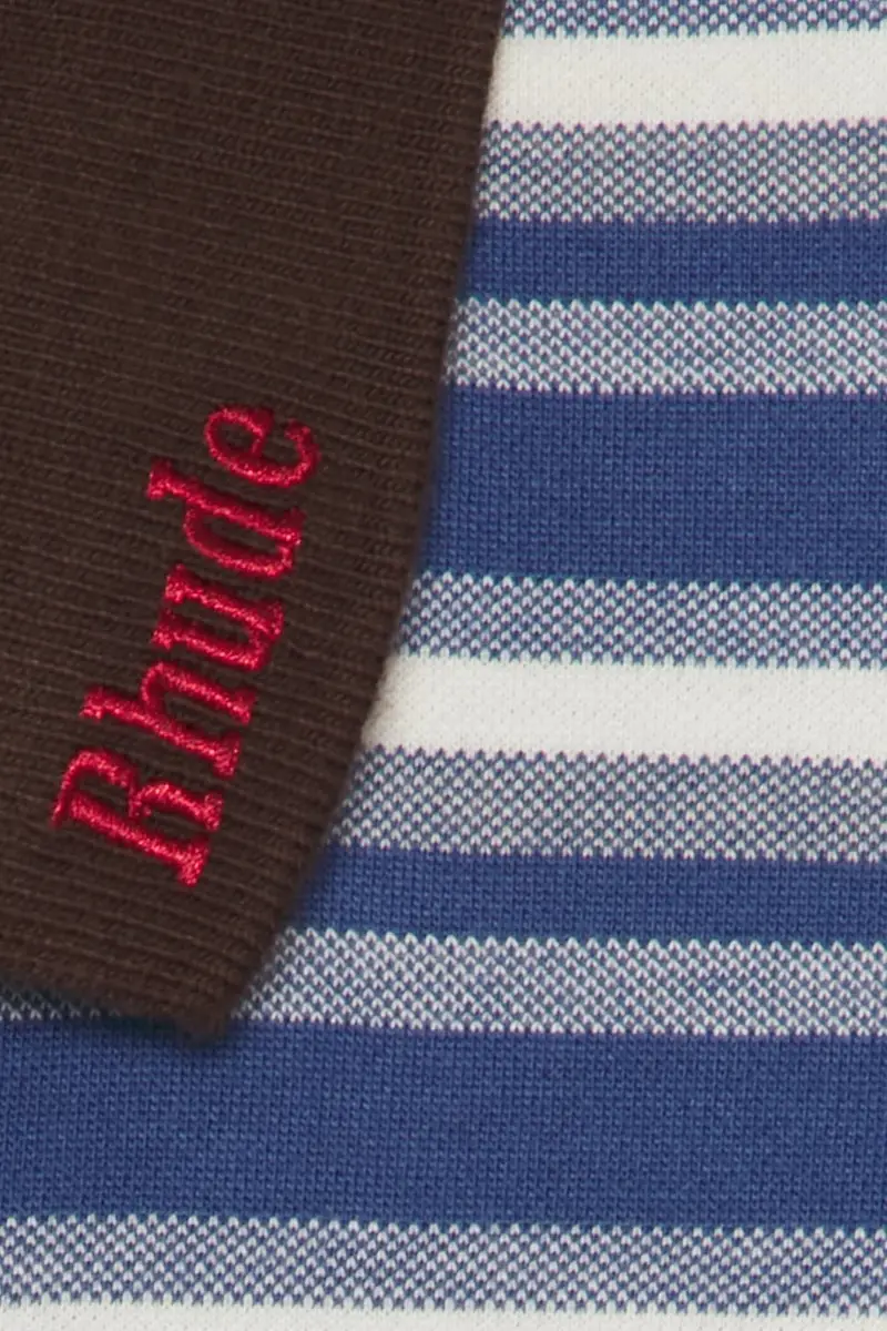Rhude Fontaine Striped Short Sleeve Polo Shirt | Thumbnail 5 Rhude Fontaine Striped Short Sleeve Polo Shirt | Thumbnail 5