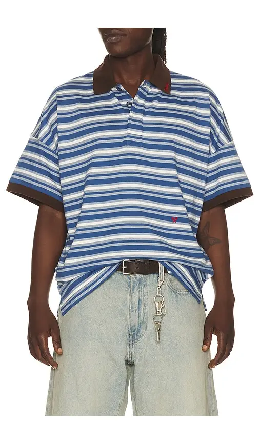 Rhude Fontaine Striped Short Sleeve Polo Shirt | Thumbnail 6 Rhude Fontaine Striped Short Sleeve Polo Shirt | Thumbnail 6
