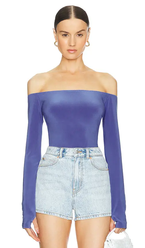 Norma Kamali Long Sleeve Off Shoulder Top