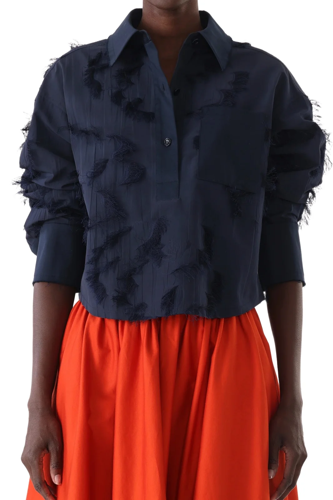 LONG SLEEVE CROPPED COTTON FIL COUPE SHIRT