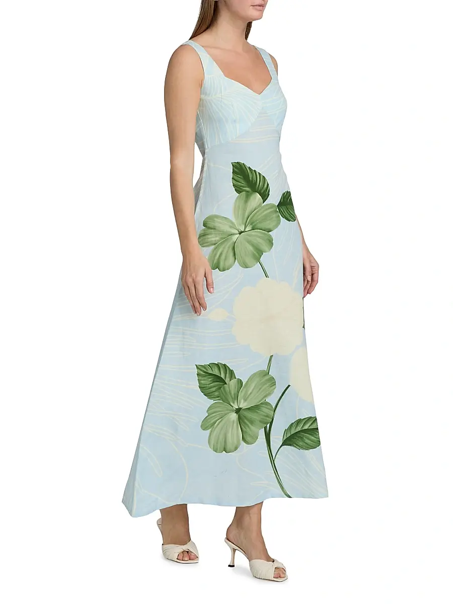 VERANDAH Women's Ammama Linen Floral Print Maxi Dress | Thumbnail 2 VERANDAH Women's Ammama Linen Floral Print Maxi Dress | Thumbnail 2