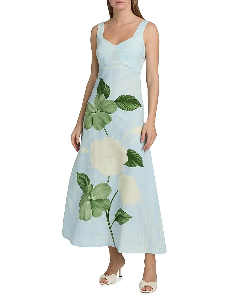 VERANDAH Women's Ammama Linen Floral Print Maxi Dress | Thumbnail 3 VERANDAH Women's Ammama Linen Floral Print Maxi Dress | Thumbnail 3