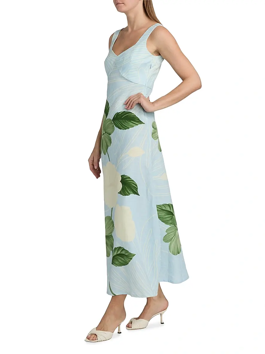 VERANDAH Women's Ammama Linen Floral Print Maxi Dress | Thumbnail 4 VERANDAH Women's Ammama Linen Floral Print Maxi Dress | Thumbnail 4