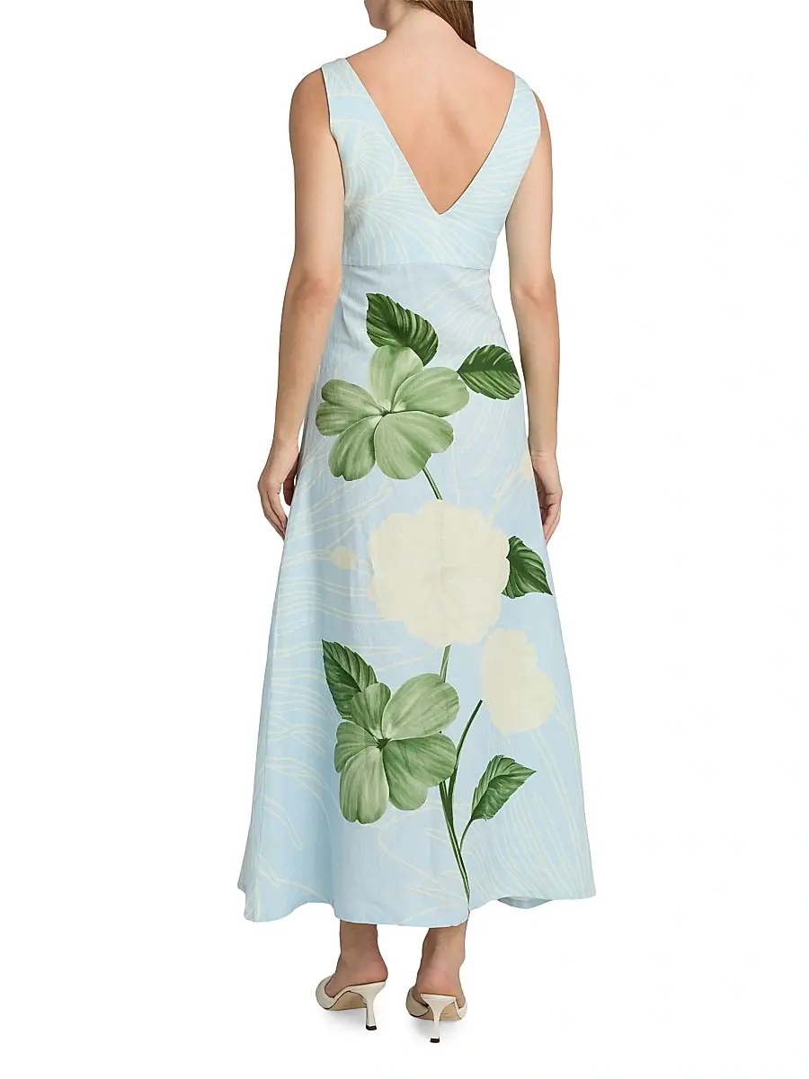 VERANDAH Women's Ammama Linen Floral Print Maxi Dress | Thumbnail 5 VERANDAH Women's Ammama Linen Floral Print Maxi Dress | Thumbnail 5