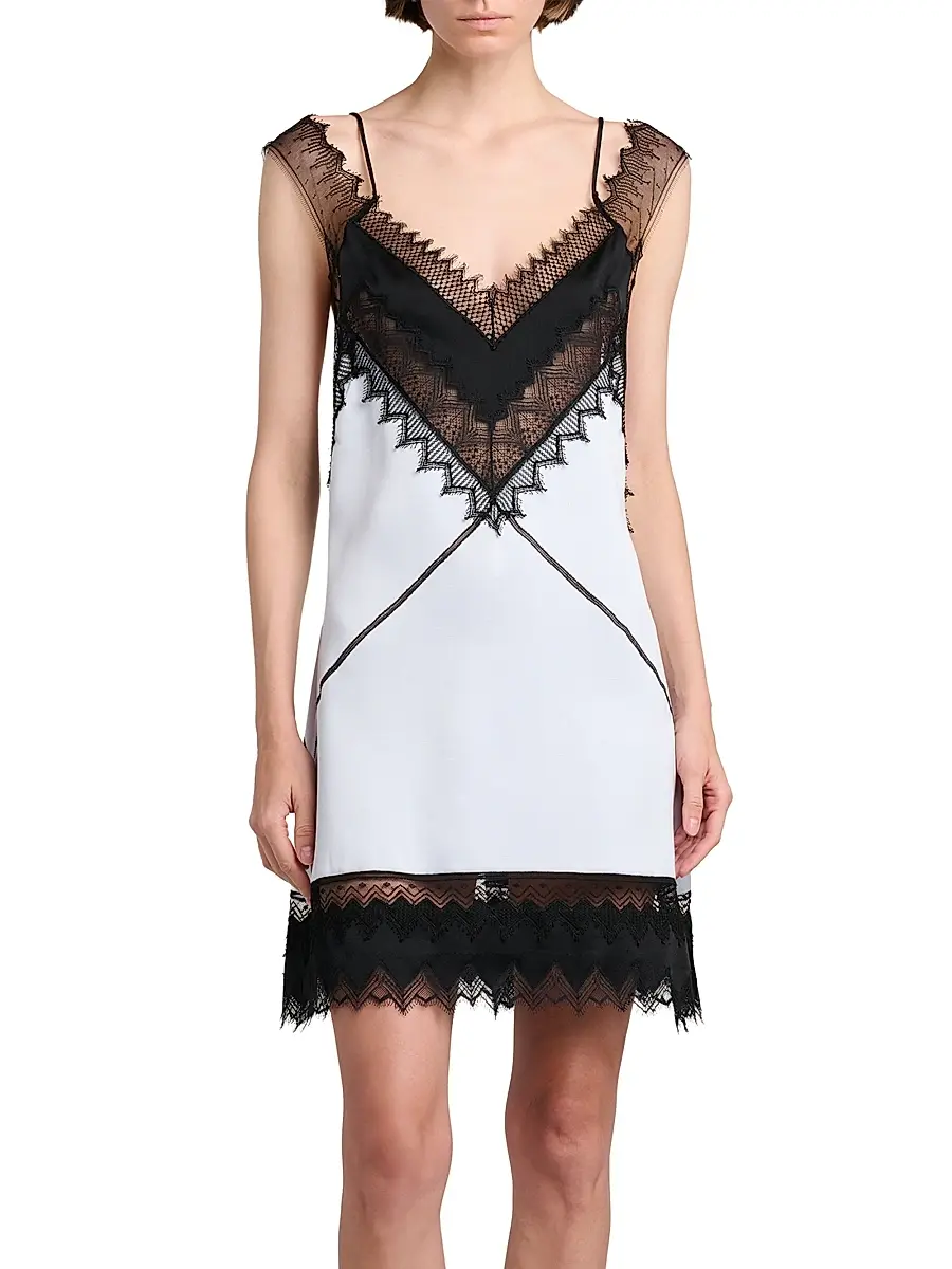 Tom Ford Women's Lace-Trim Mixed-Media Minidress | Thumbnail 3