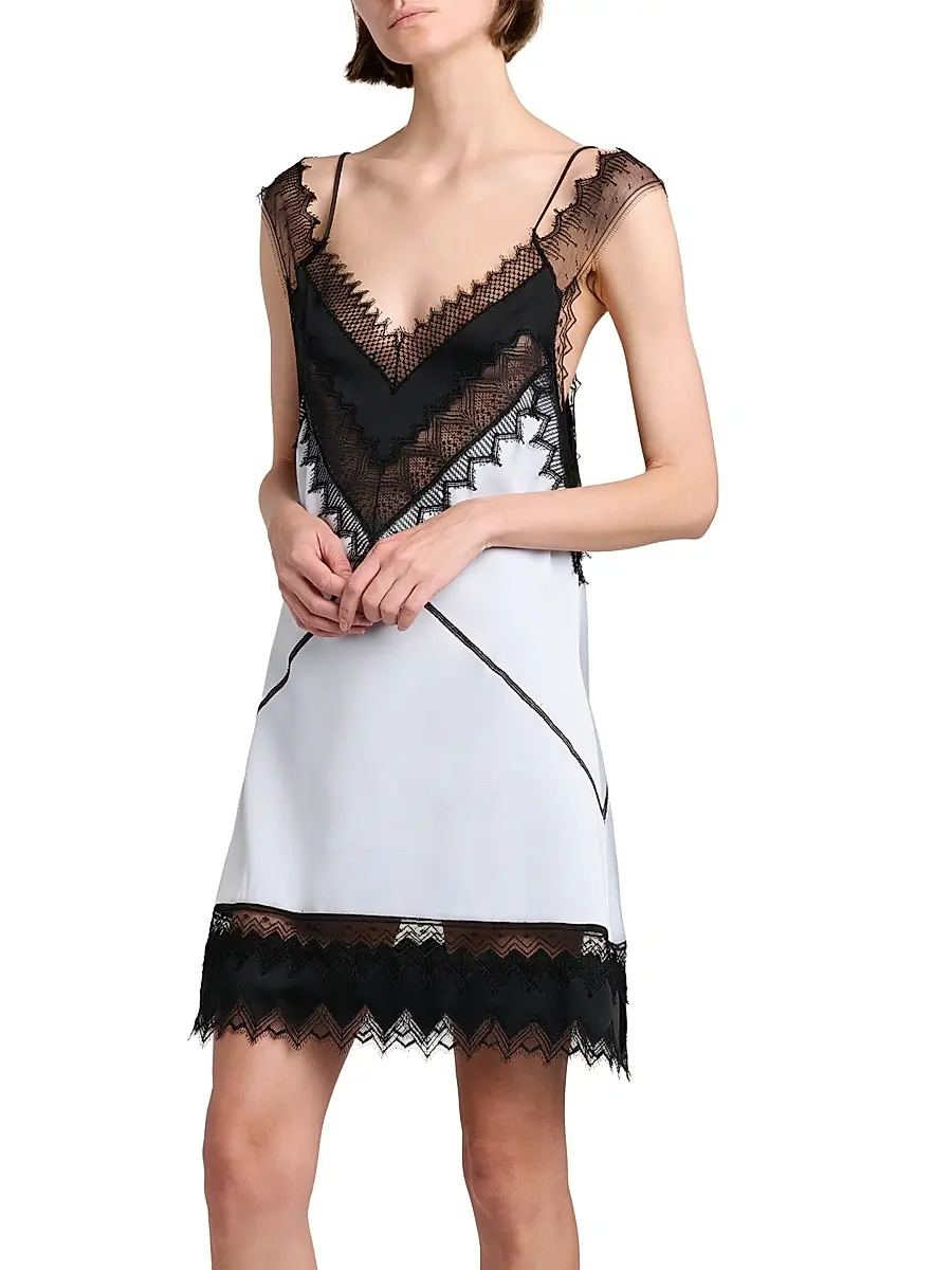 Tom Ford Women's Lace-Trim Mixed-Media Minidress | Thumbnail 4